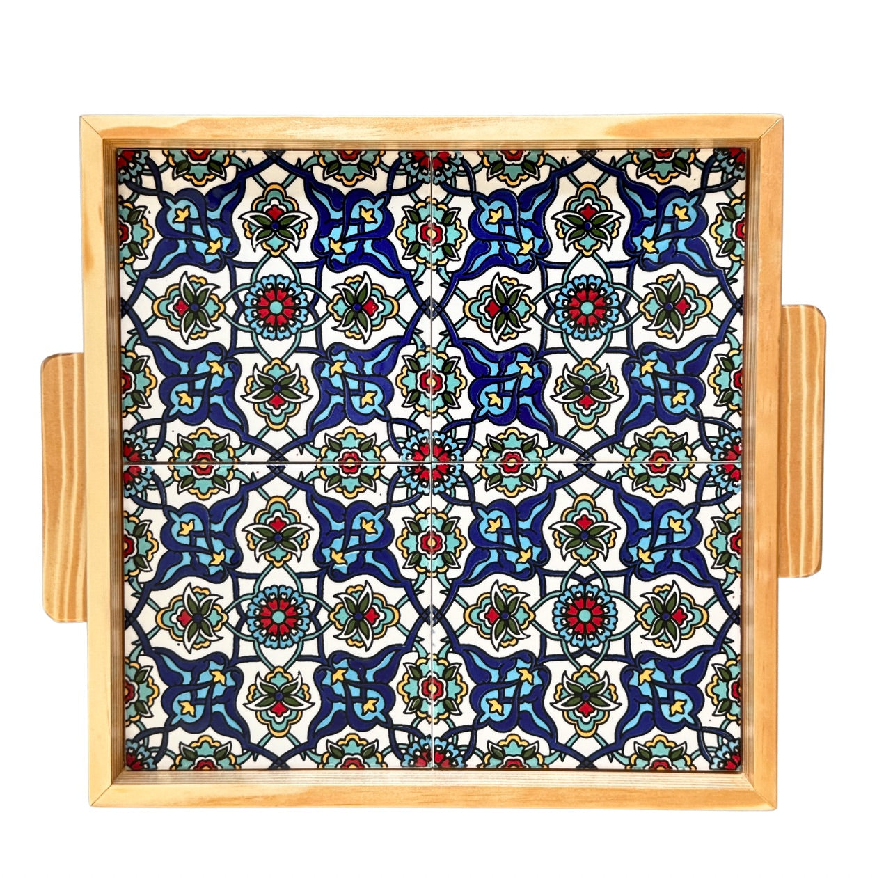 Ceramic and Wood Serving Tray