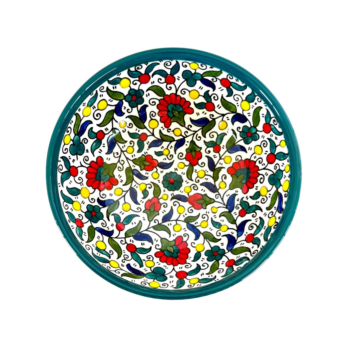 Ceramic Serving Bowl (7”) - Teal Multicolor