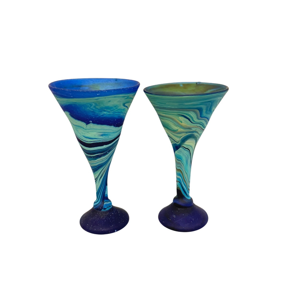 Phoenician Glass Stemware (Set of 2) - Blue Swirl