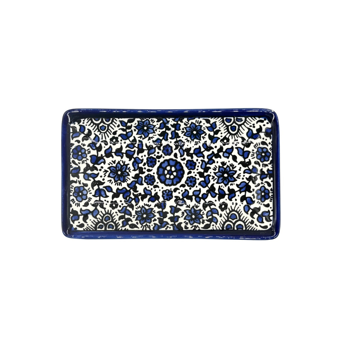 Ceramic Rectangular Dish (7”) - Blue Vine