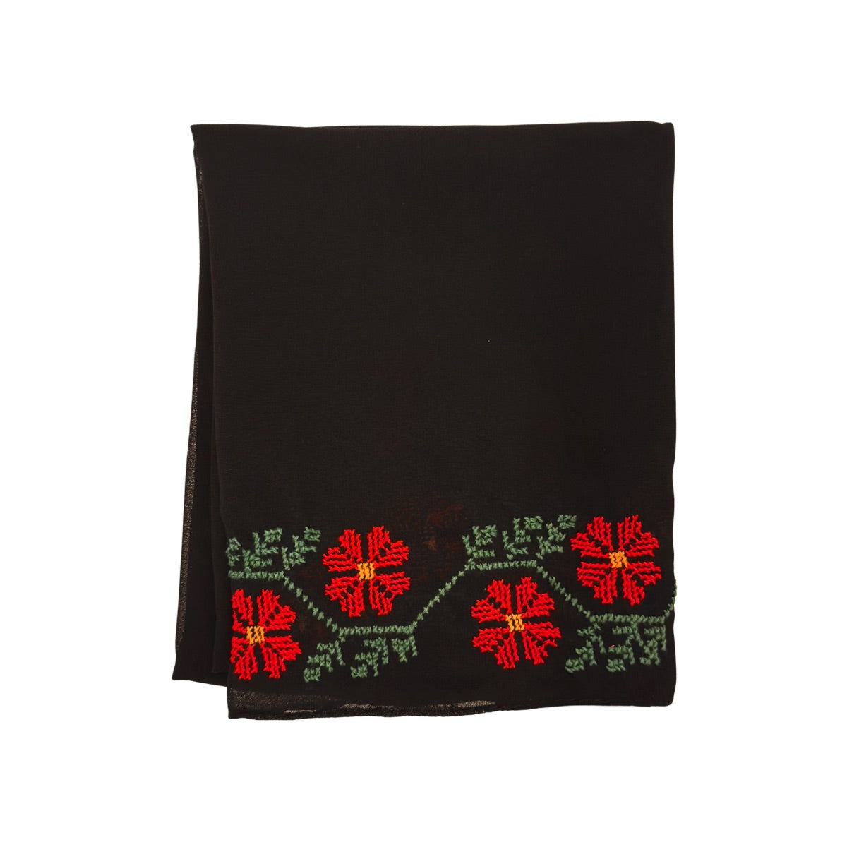 Embroidered Chiffon Scarf - Poppy