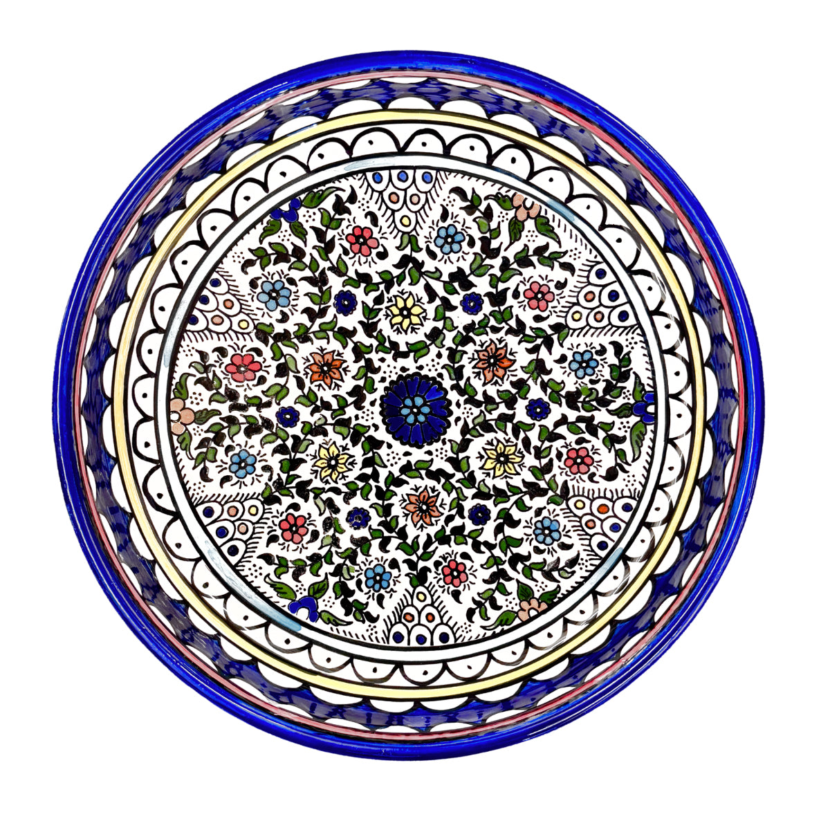 Ceramic Shallow Serving Bowl (13") - Multicolor Vine