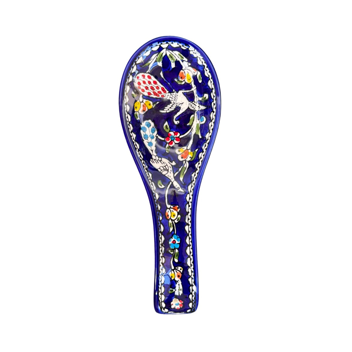 Ceramic Spoon Rest - Blue Peacock