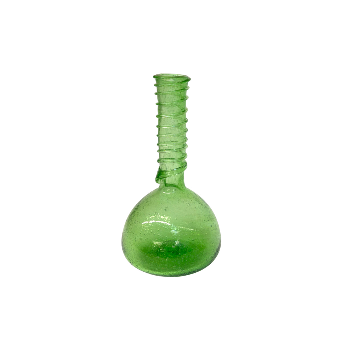Glass Vase (6”) - Emerald Ribbed