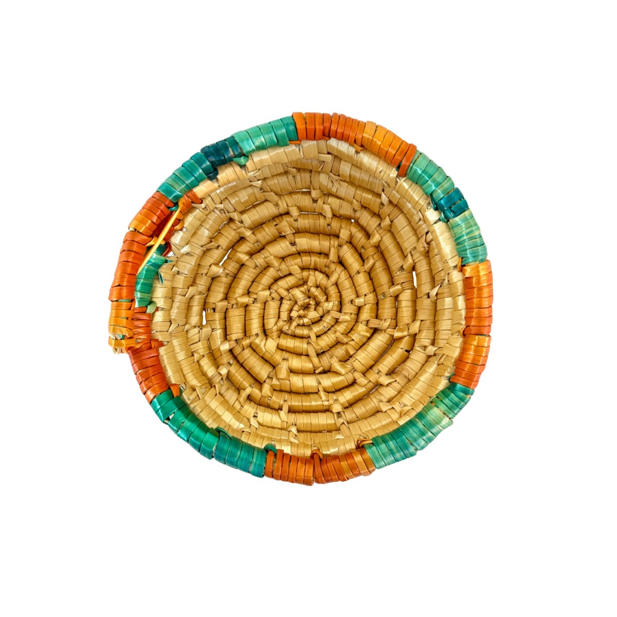 Basket by Women in Salfit (5") - Green/Orange