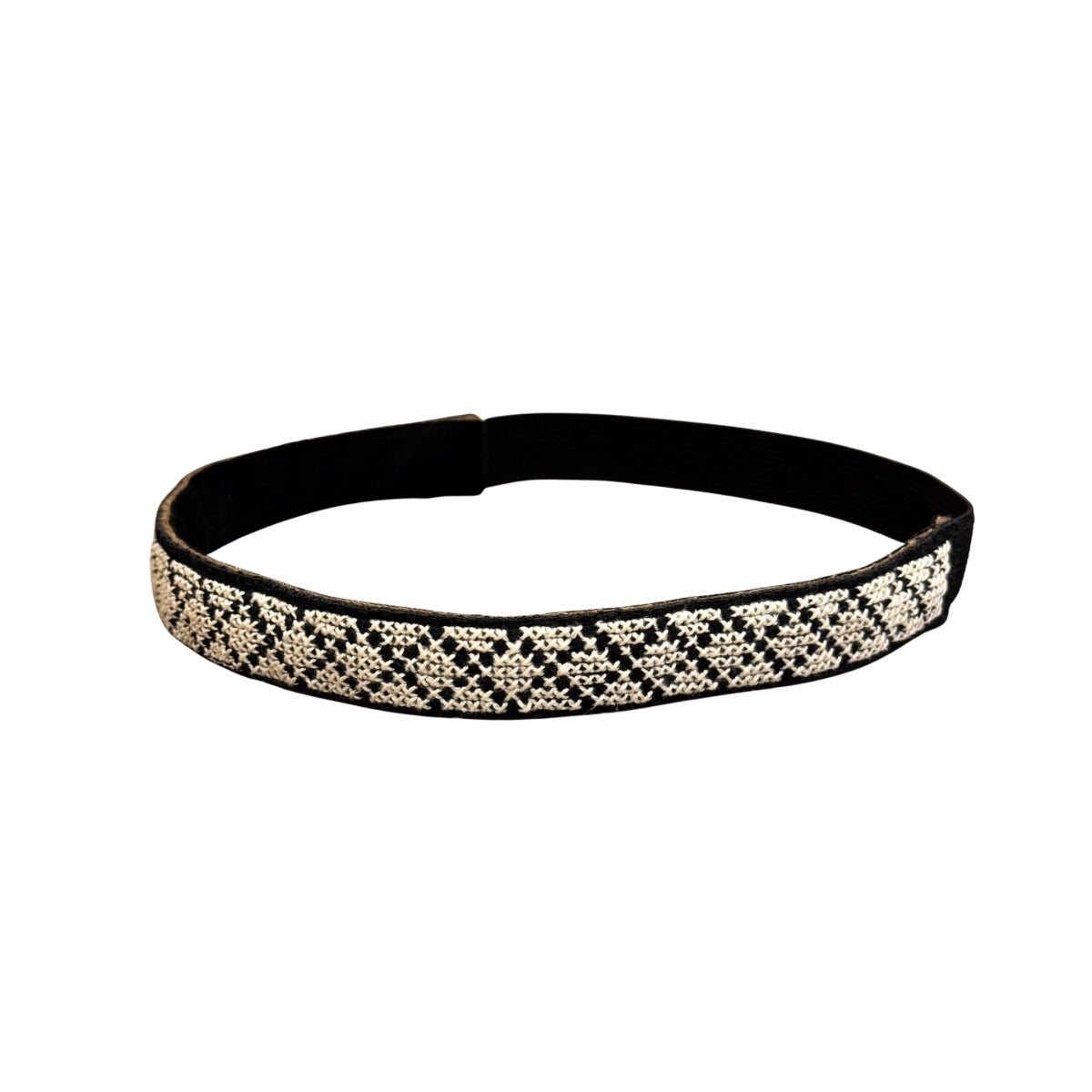 Embroidered Headband - Black & White