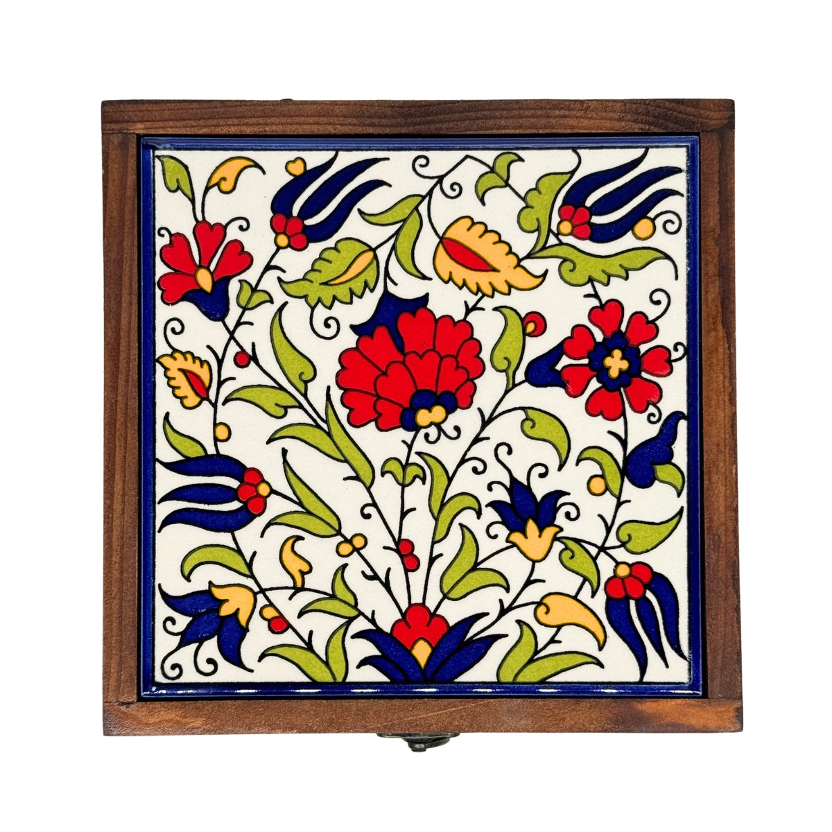 Wood & Ceramic Tile Box - Jerusalem Spring
