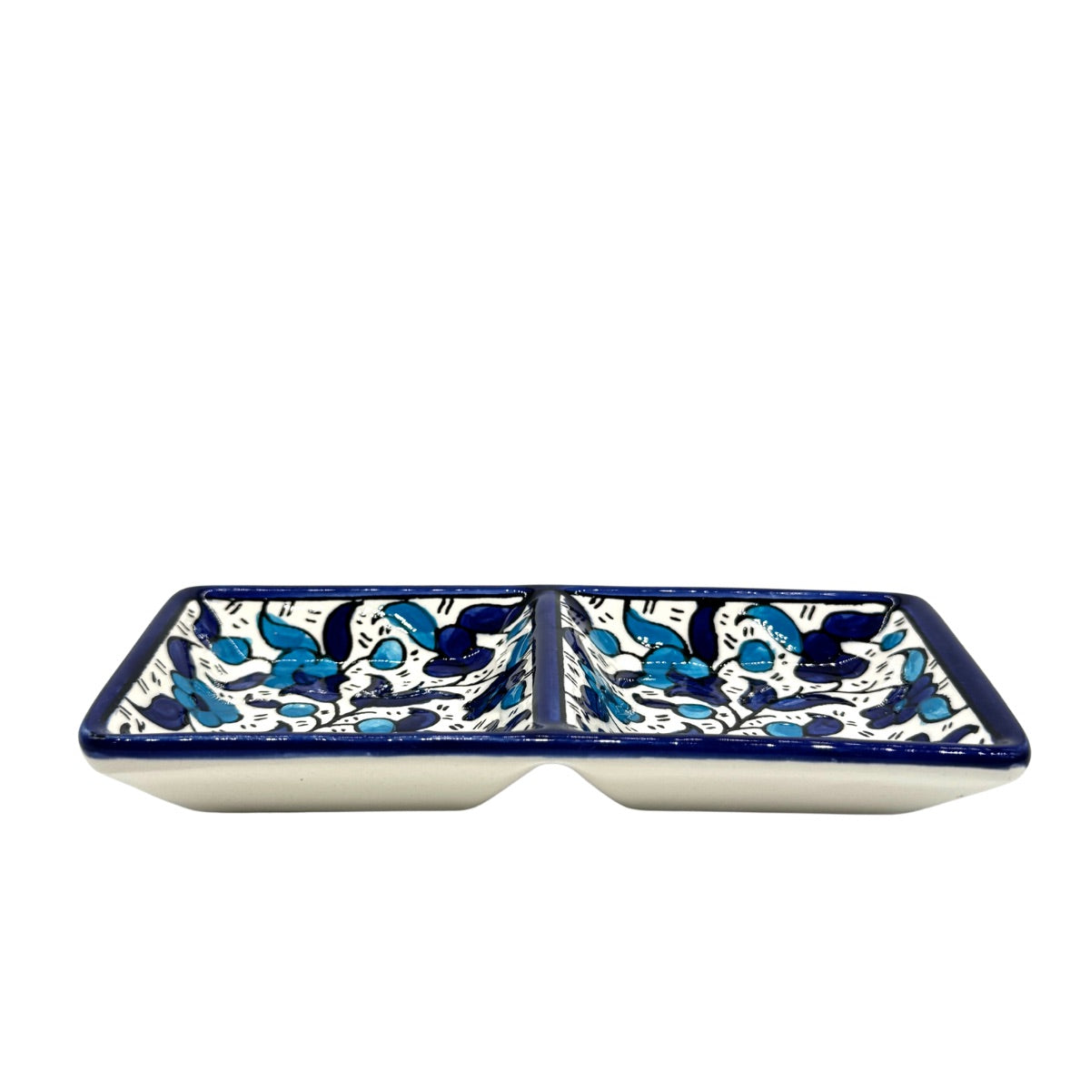 Ceramic Split Serving Dish (6”) - Dual Tone Blue