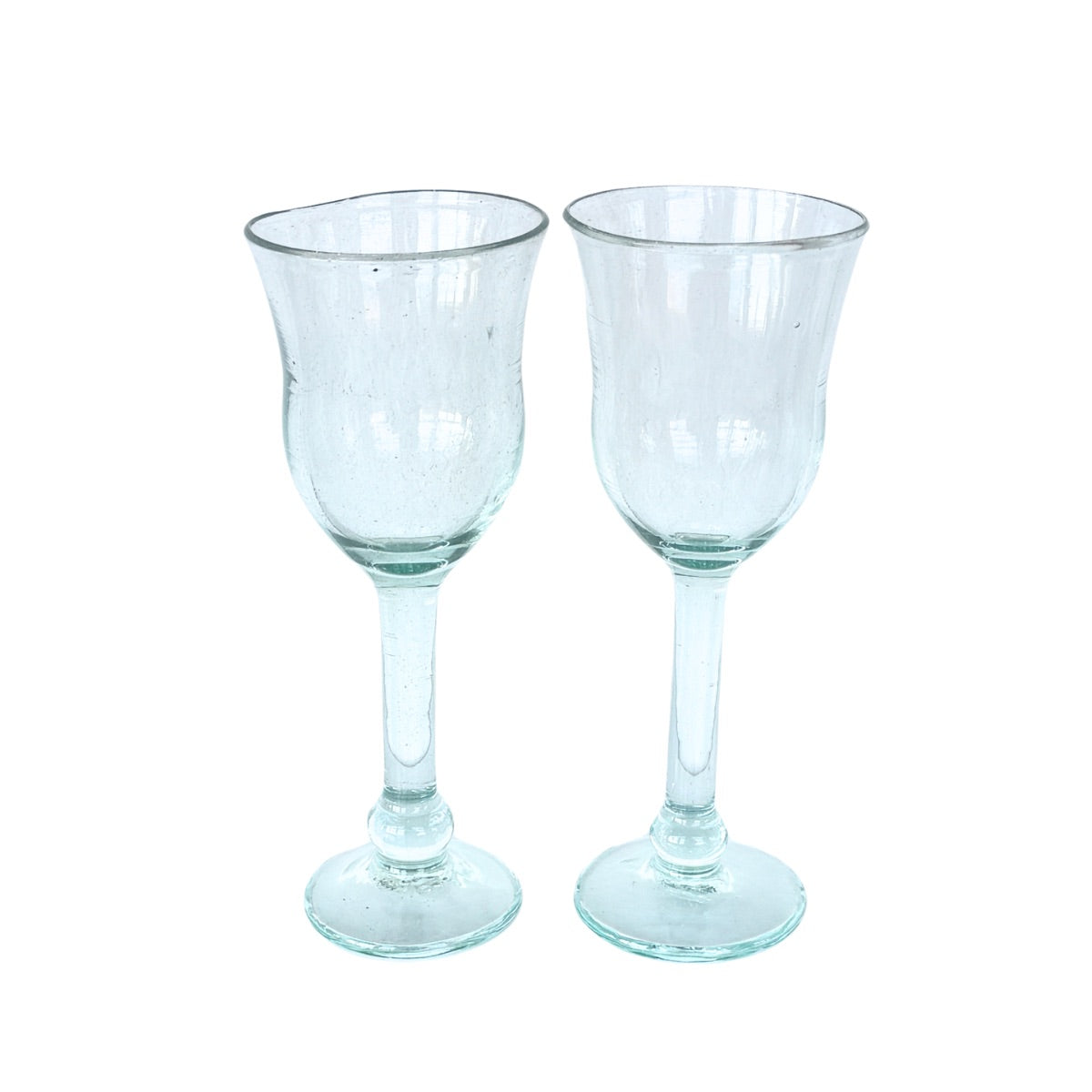 Glass Fluted Stemware, Set of 2 - Clear