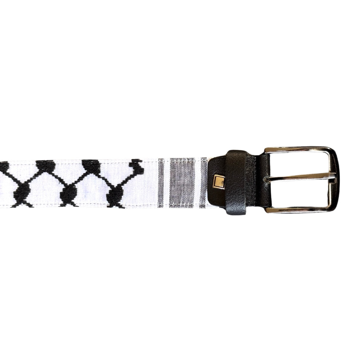 Keffiyeh Leather Belt 36" - 41" - Black & White