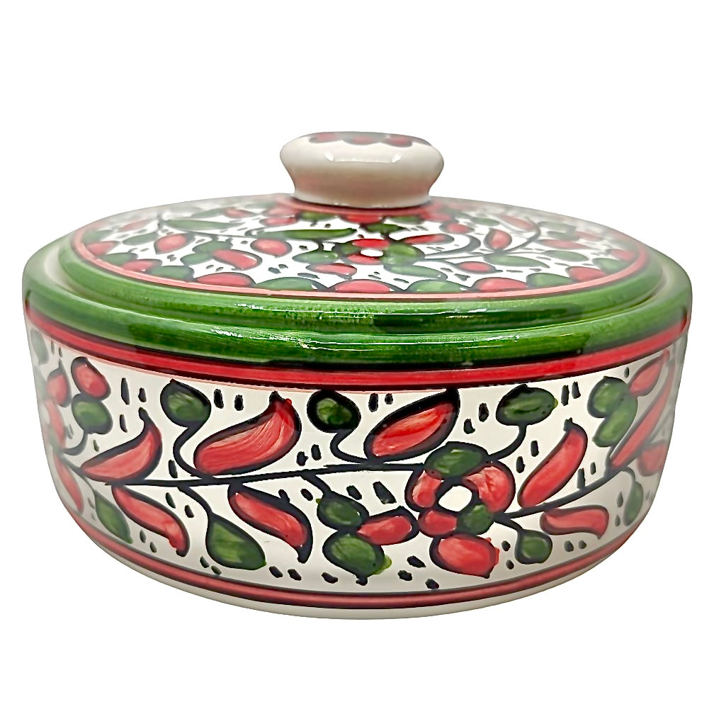 Ceramic Covered Casserole - Red & Green