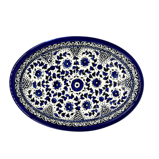Ceramic Oval Dish (9") - Blue Vine
