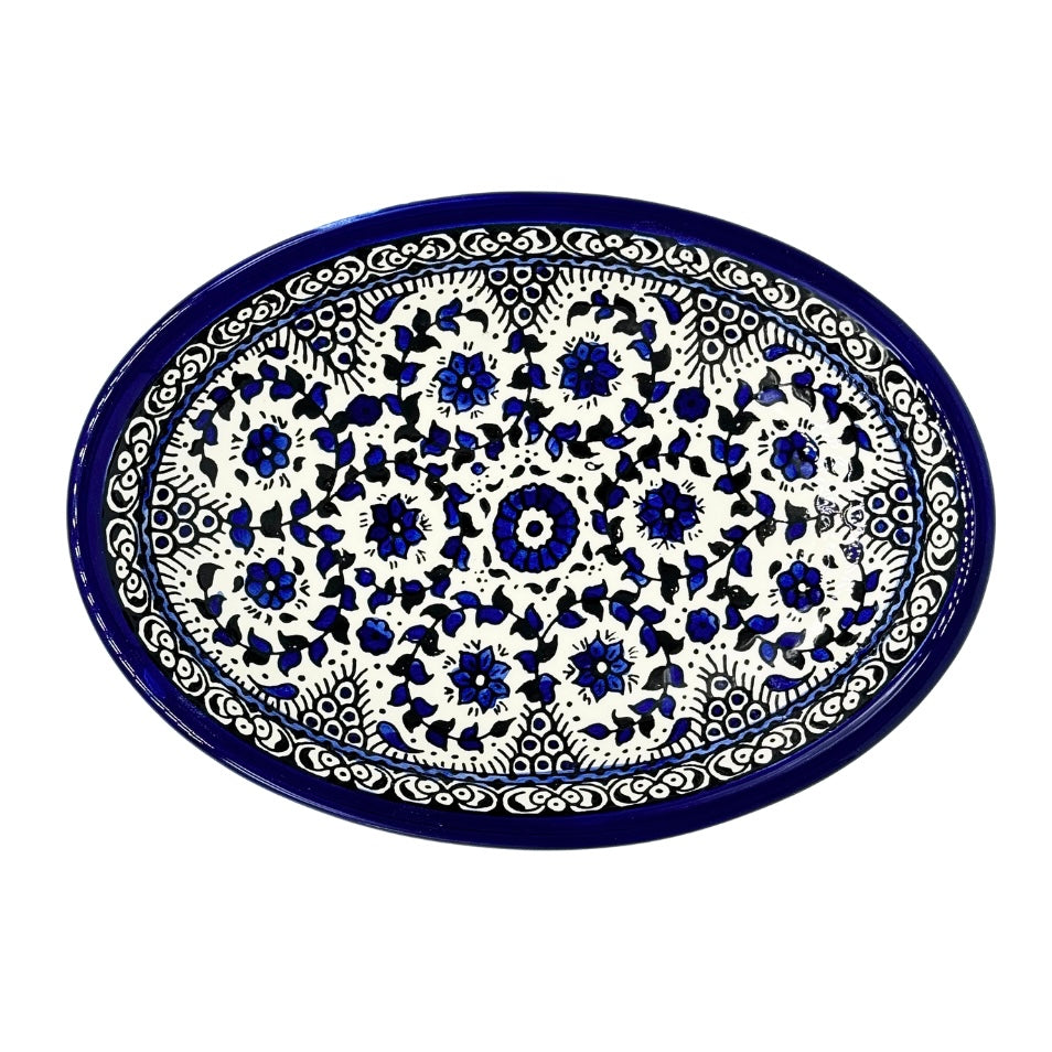 Ceramic Oval Dish (12”) - Blue Vine