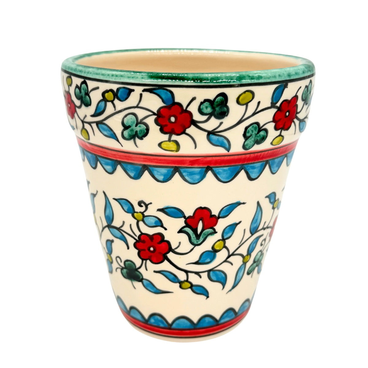 Ceramic Flower Pot - Red & Blue