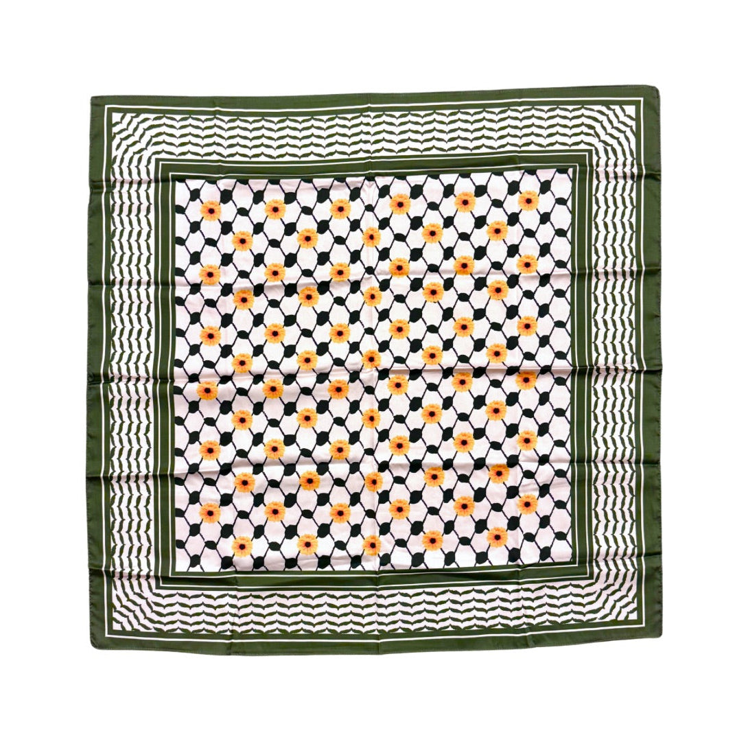Nablus Bandana Keffiyeh - Crown Daisy (Olive)