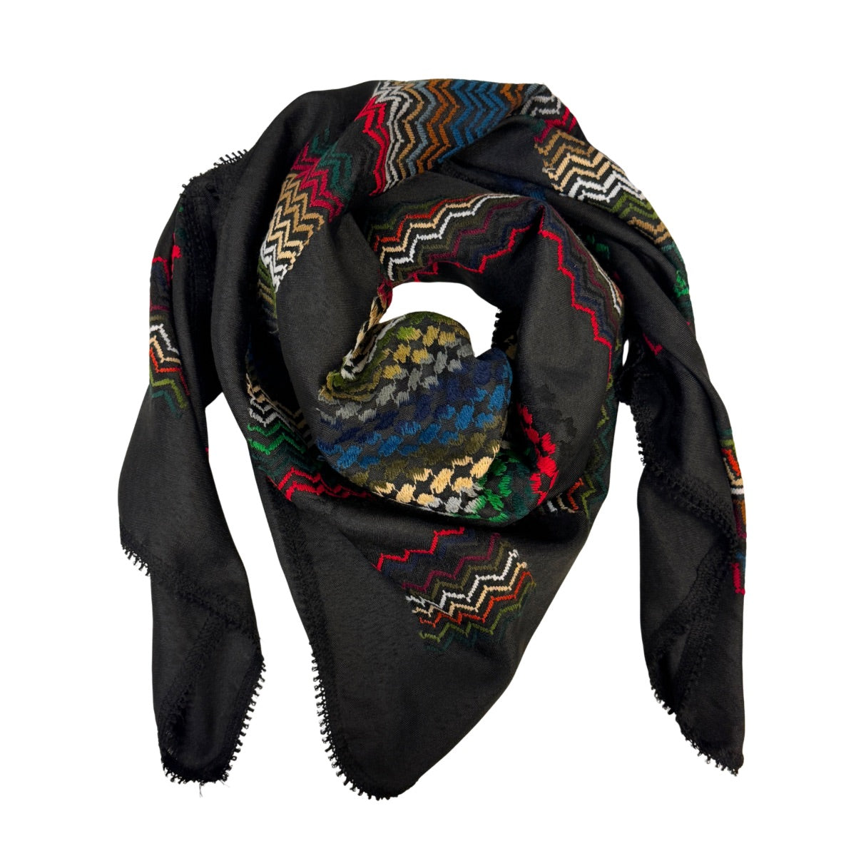 Nablus Keffiyeh - Black Multicolor