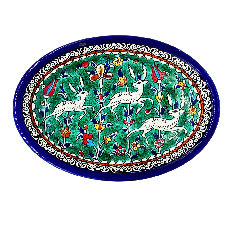 Ceramic Oval Dish (9") - Turquoise Gazelle