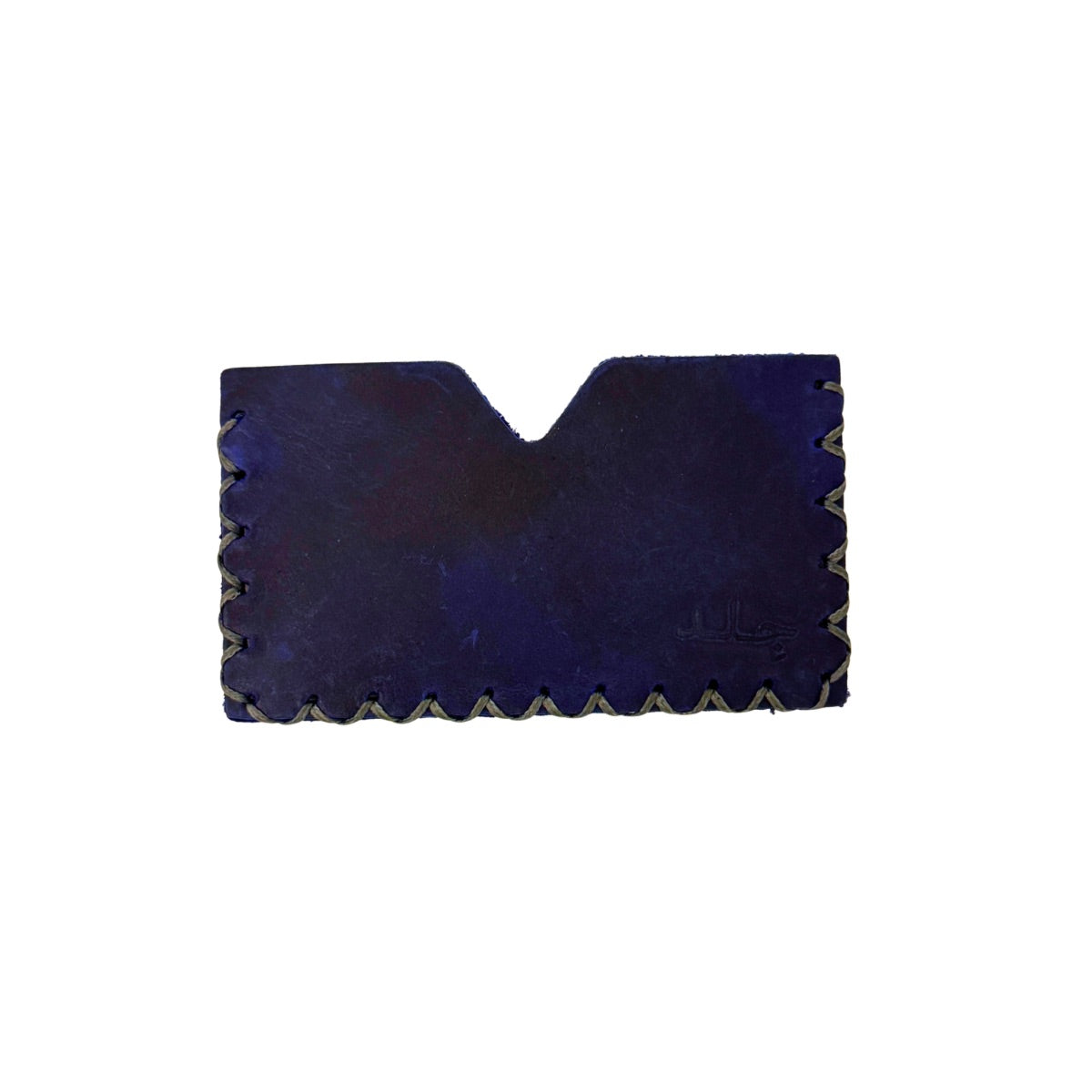 Leather Single Card Wallet - Dark Blue