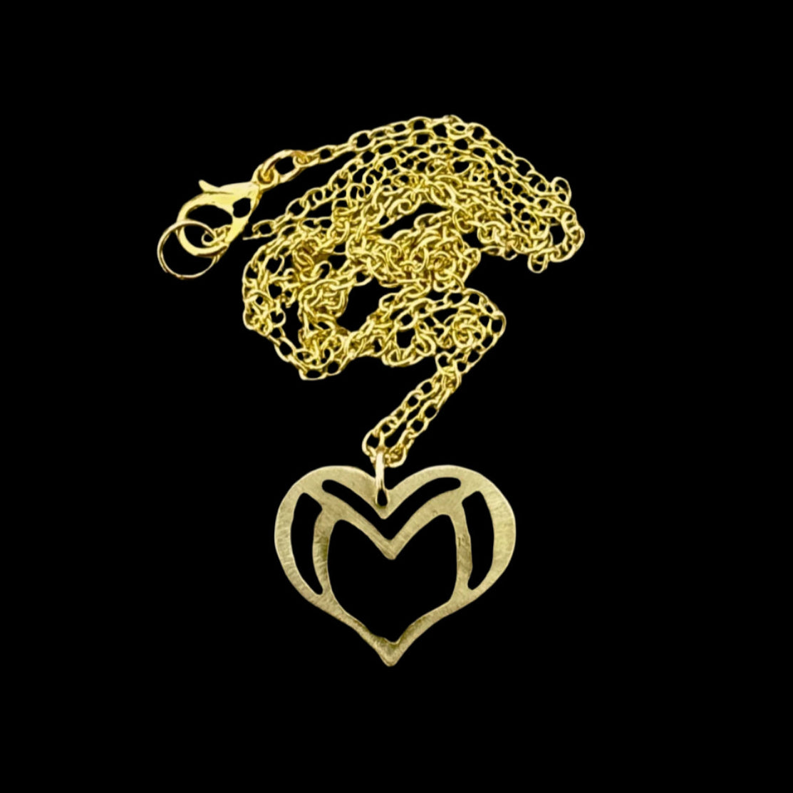 Brass Heart-Shaped Necklace
