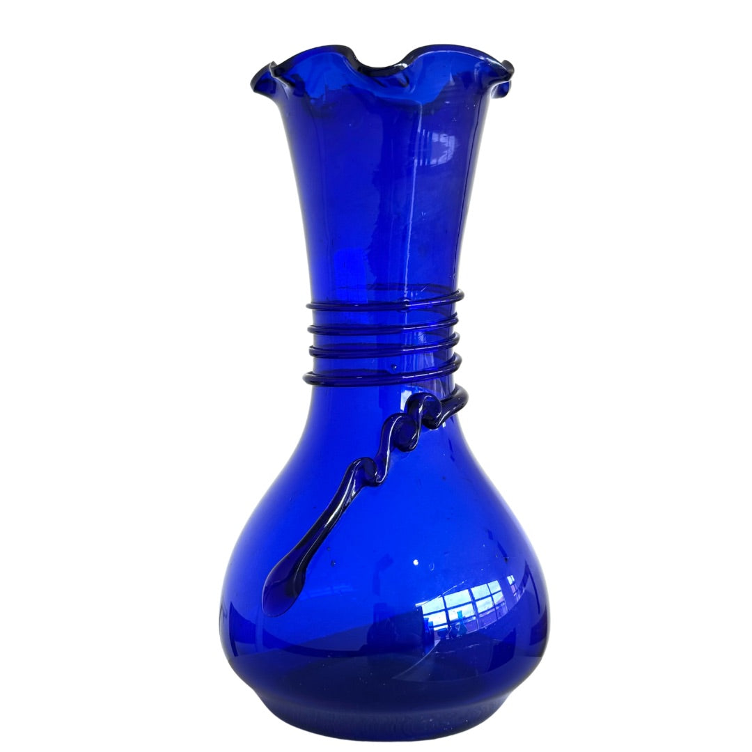 Glass Fluted Vase (10.5”) - Sapphire