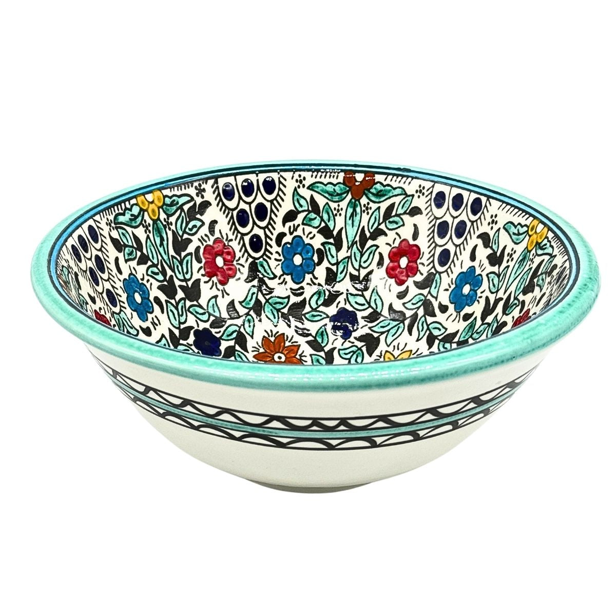 Ceramic Serving Bowl - Aqua Vine