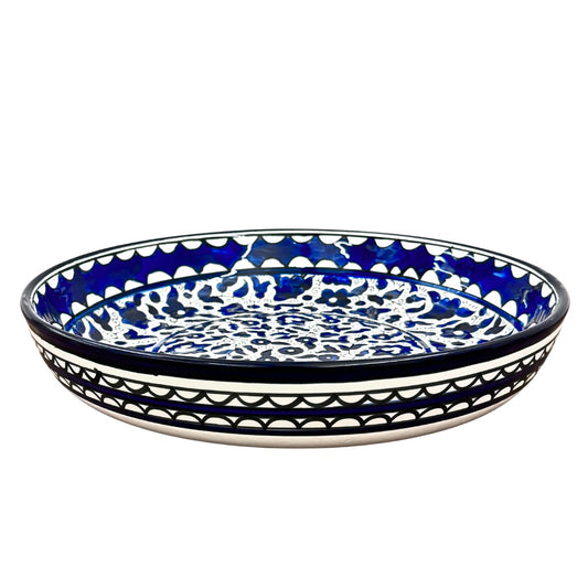 Ceramic Shallow Serving Bowl (13”) - Classic Blue
