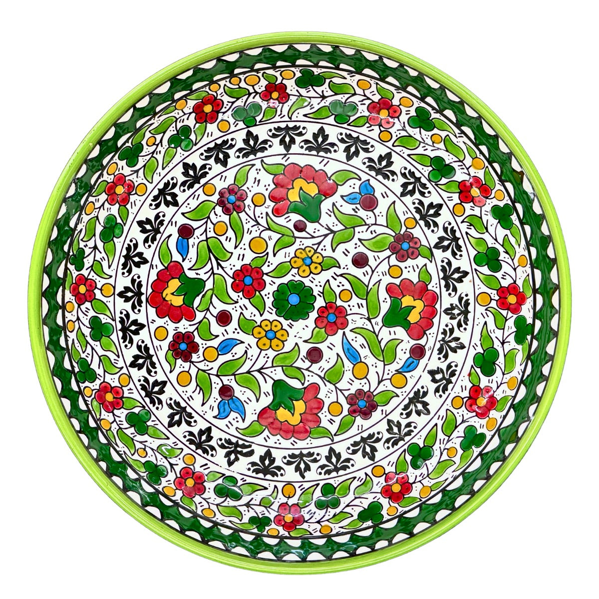 Ceramic Shallow Serving Bowl (13”) - Lime