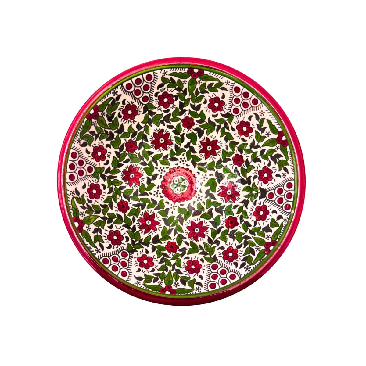 Ceramic Serving Bowl (9.5") - Red & Green Vine
