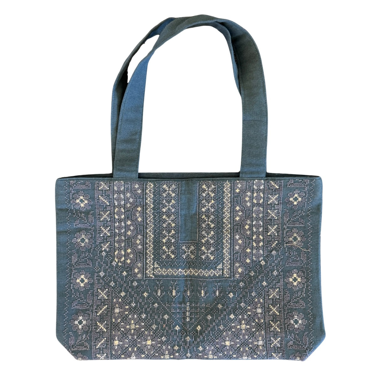 Embroidered Shoulder Bag - Blue