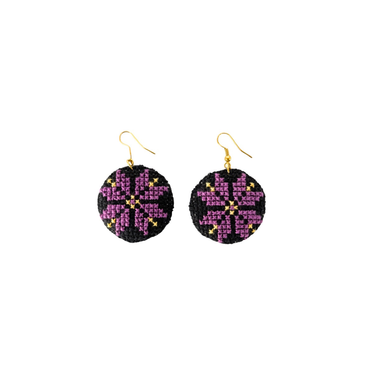Handmade Tatreez Earrings (M) - Plum