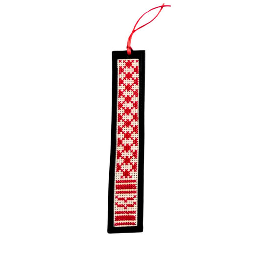 Leather Tatreez Bookmark - Red Keffiyeh
