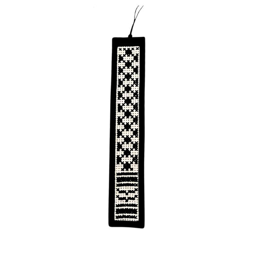 Leather Tatreez Bookmark - Black Keffiyeh
