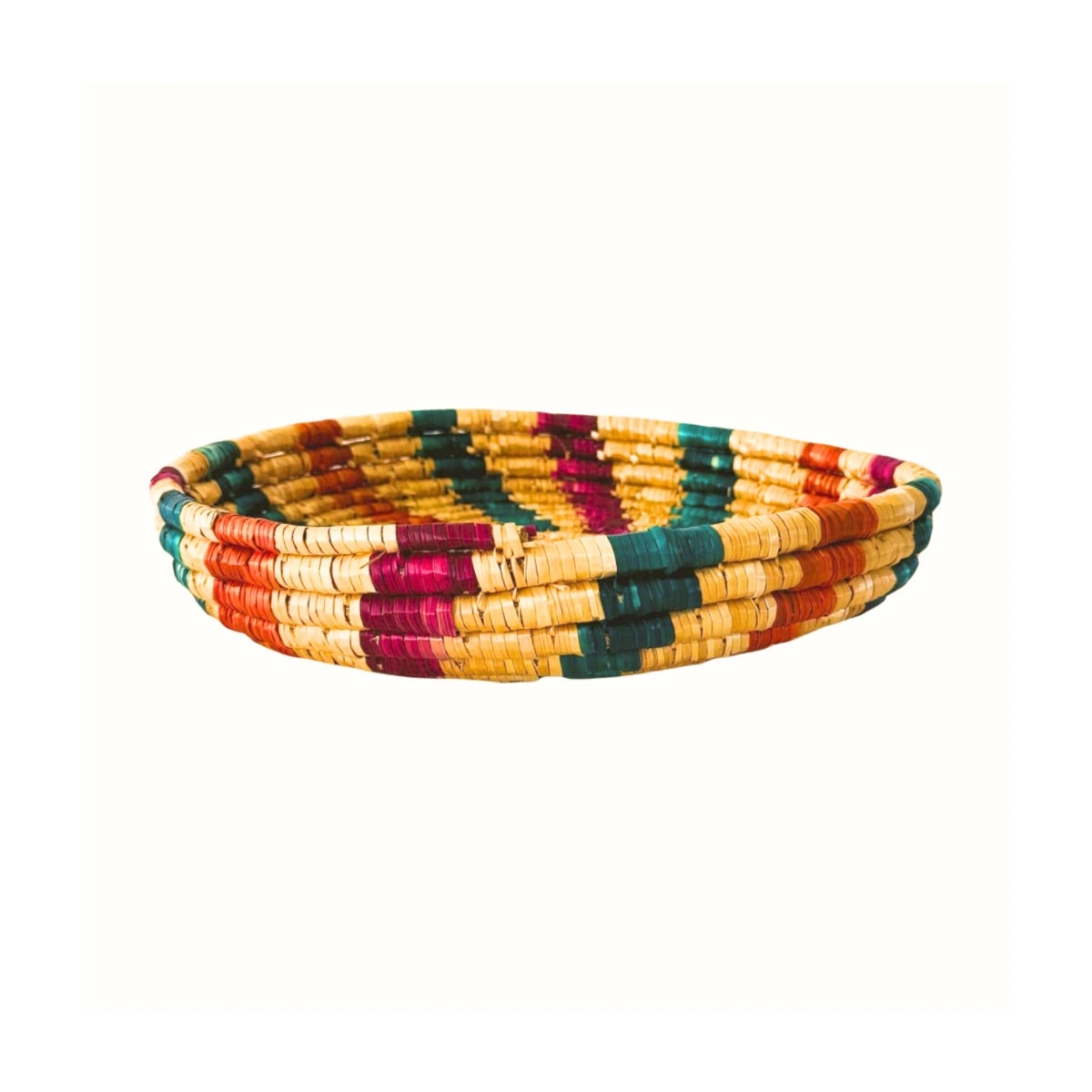 Basket by Women in Salfit (15") - Tricolor Swirl