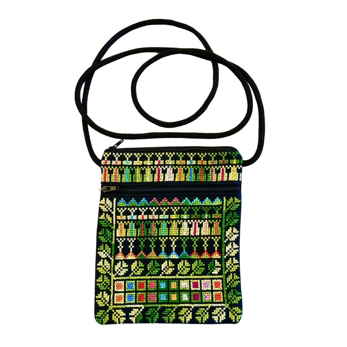 Embroidered Shoulder Purse - Wisam, Green