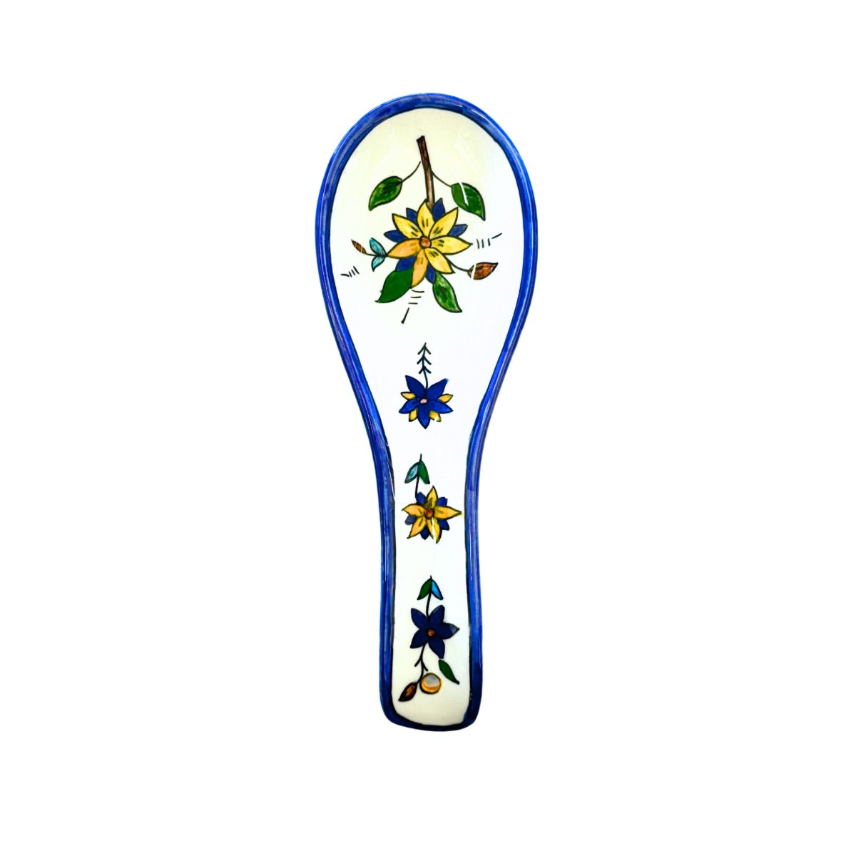 Ceramic Spoon Rest - Floral (white)