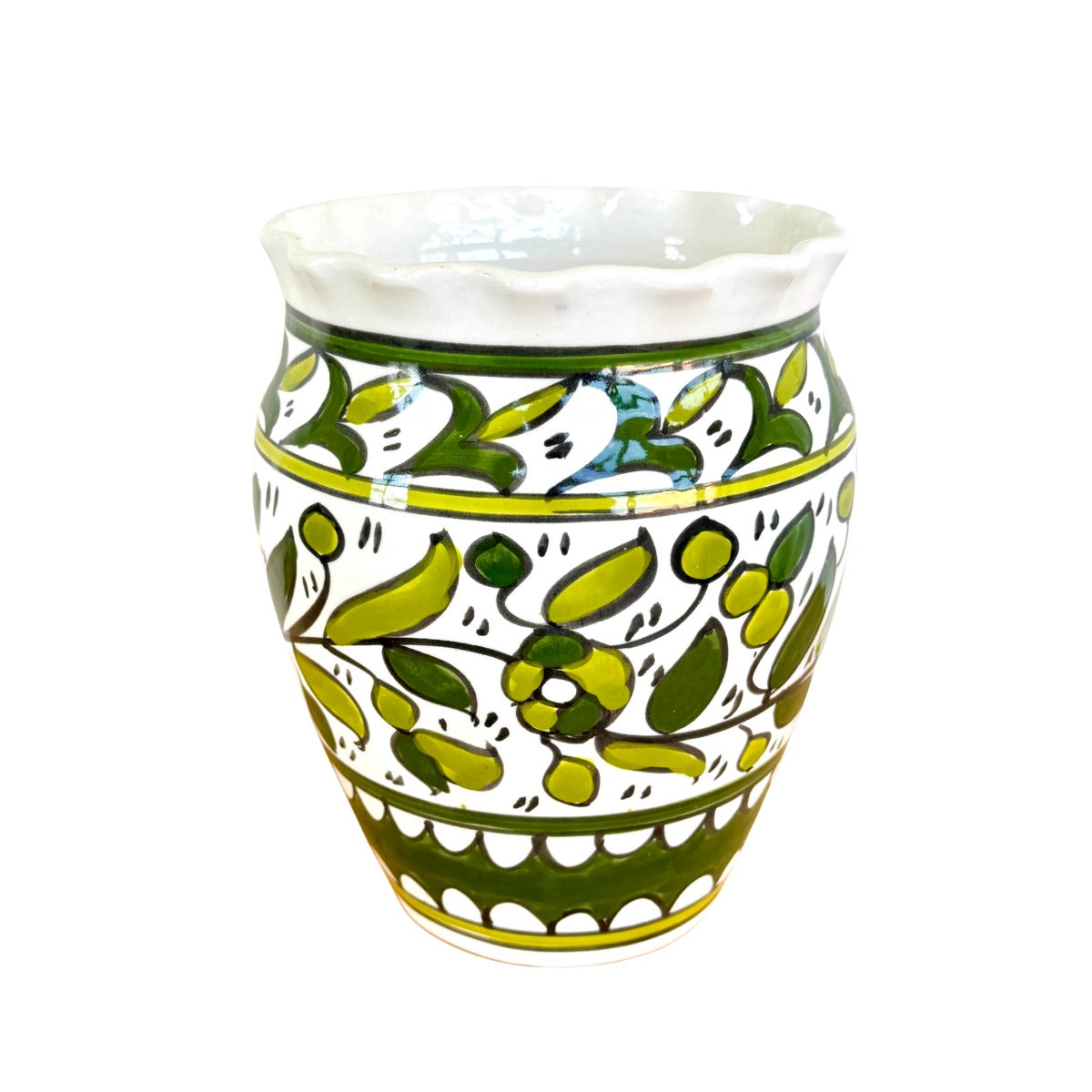 Ceramic Flower Pot (8”) - Green Fluted
