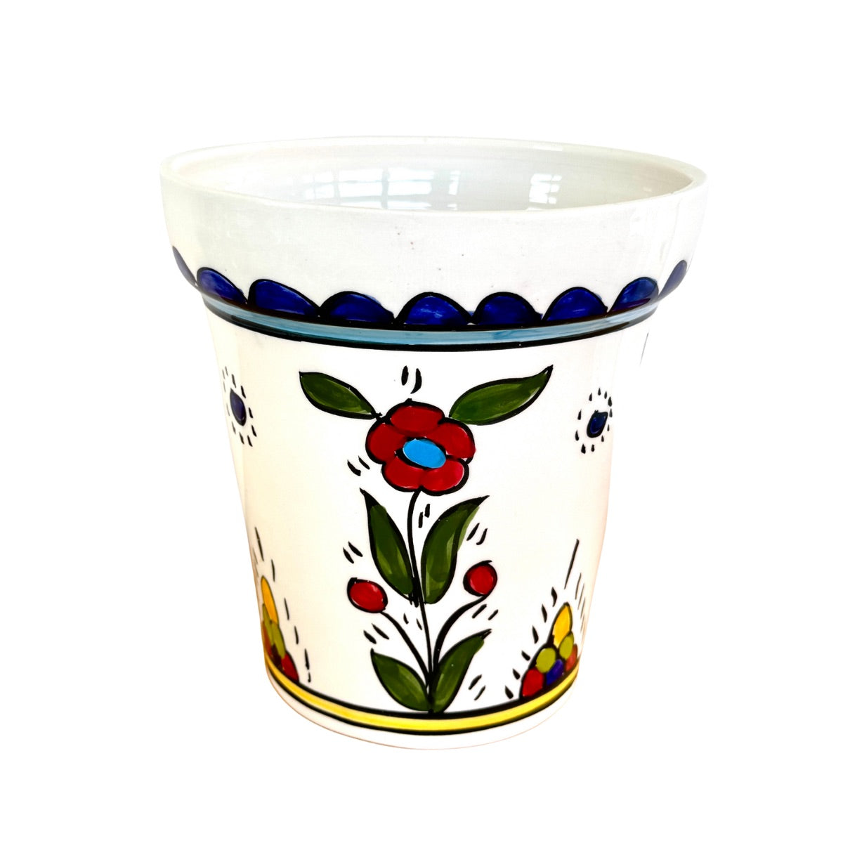 Ceramic Flower Pot (7") - Straight Poppy