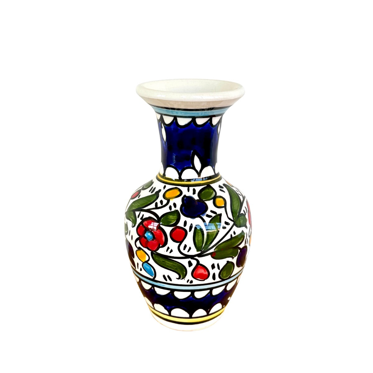 Ceramic Vase (7") - Multicolor w/Blue