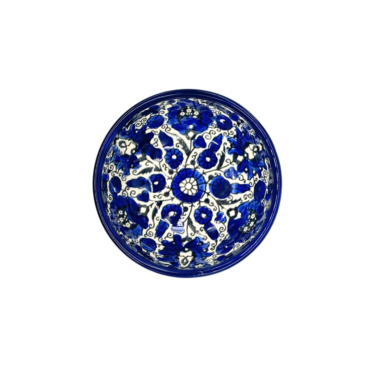 Ceramic "Dipping" Bowl (3.5”)- Blue Arabesque Tulip