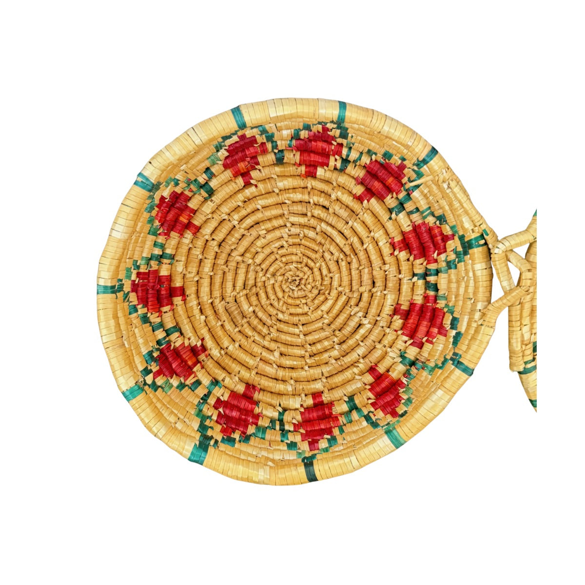 Basket by Women in Salfit (w/cover) - Red & Green