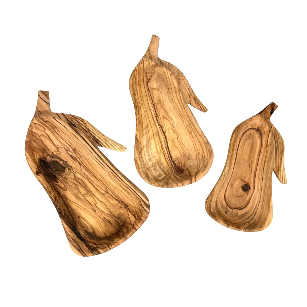Olive Wood Nesting Pear Dishes - Set of 3