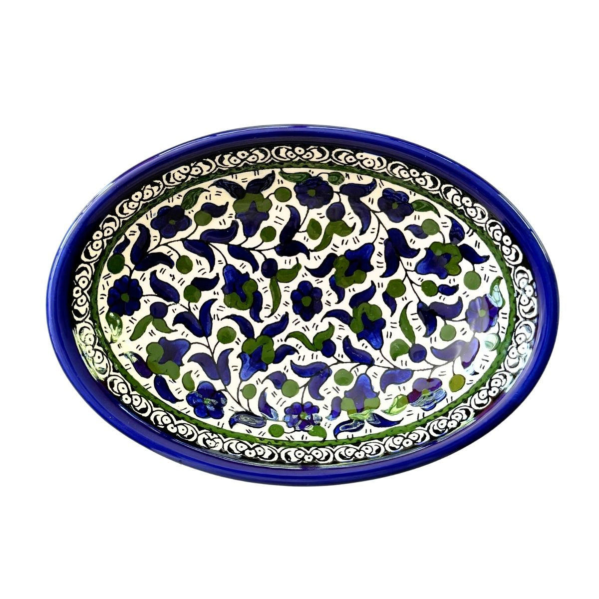 Ceramic Oval Dish  (12”) - Classic Blue & Green