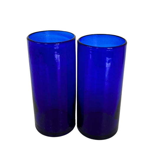 Glass Tumblers (6"), Set of 2 - Sapphire Blue