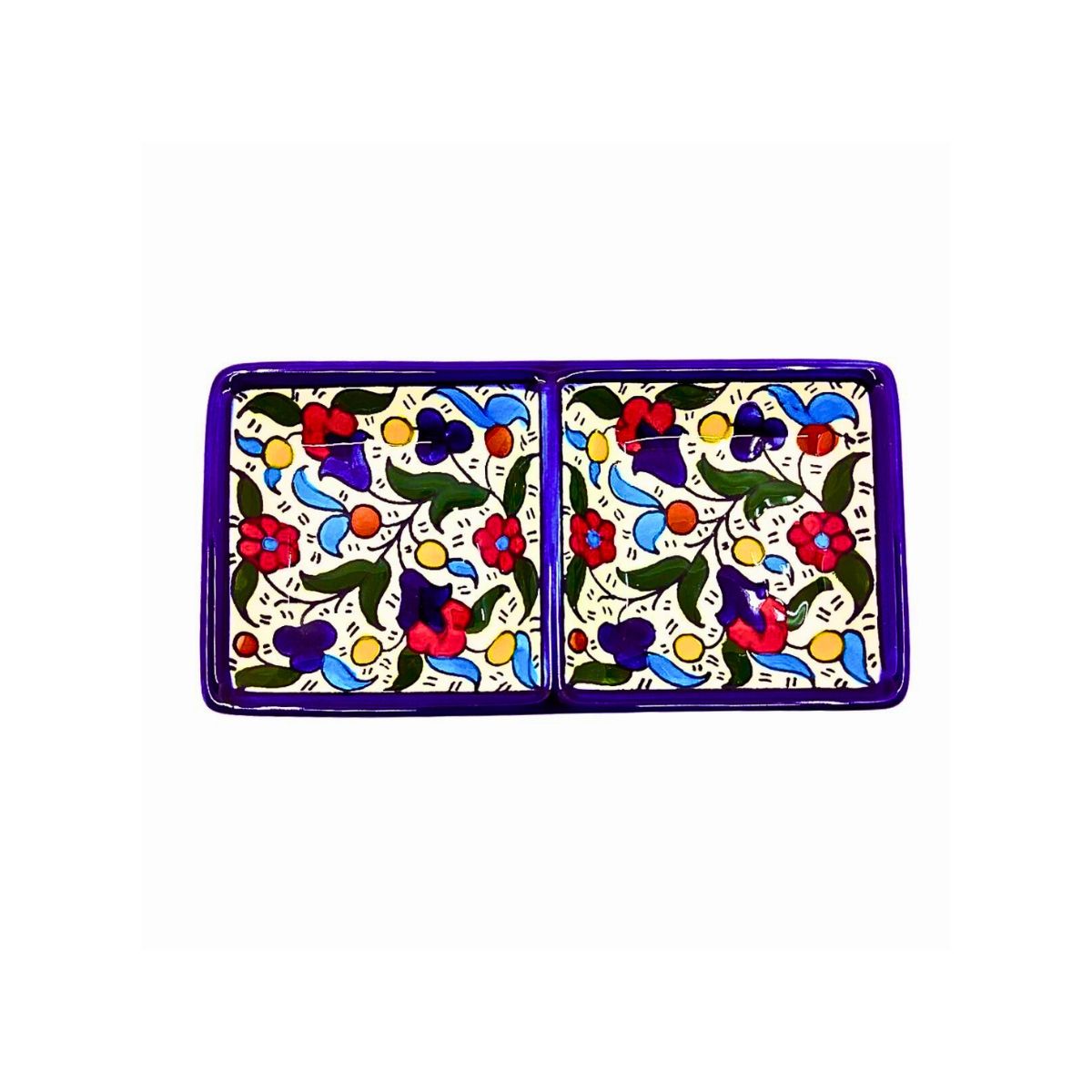 Ceramic Split Serving Dish (6”) -Multicolor