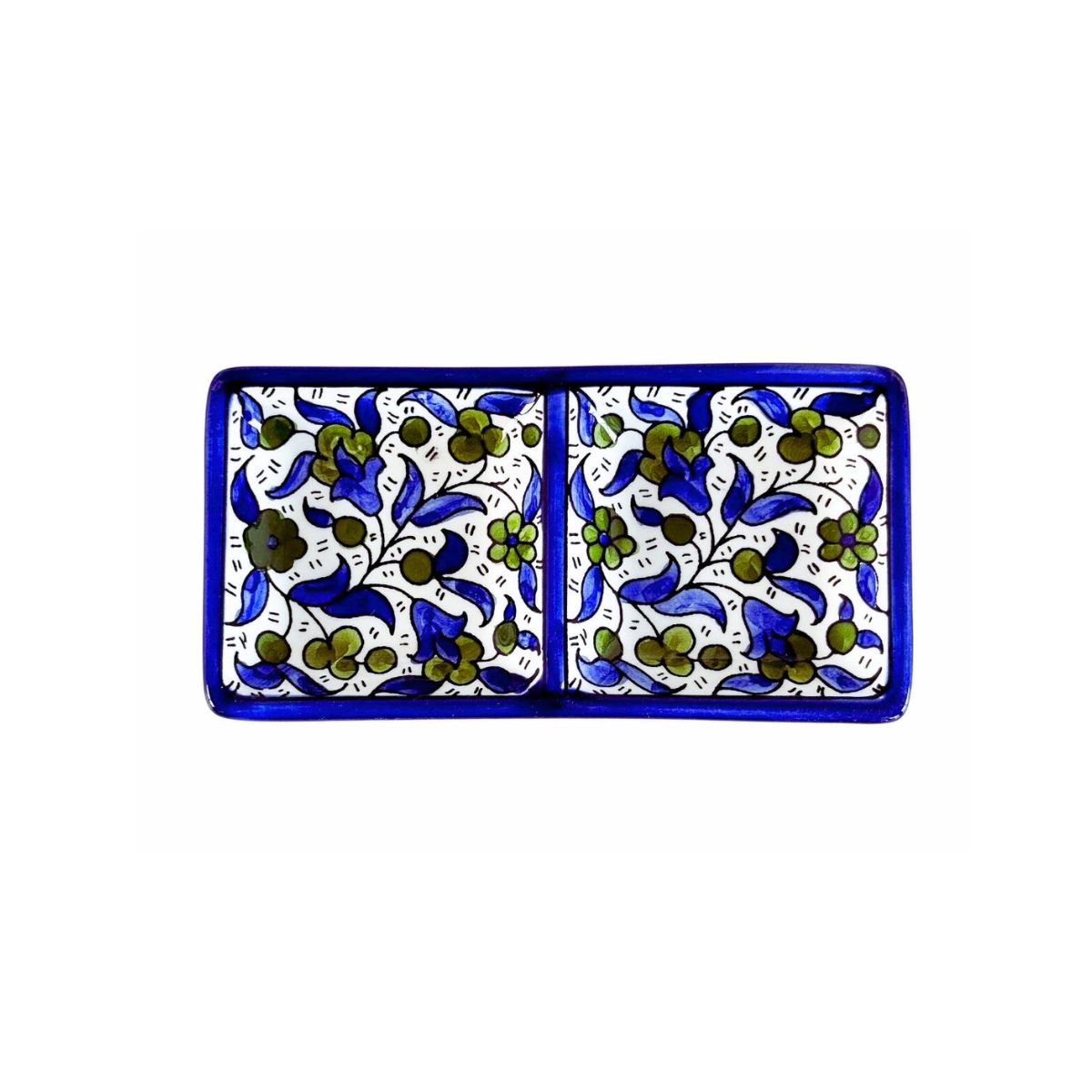 Ceramic Split Serving Dish (6”) - Blue & Green