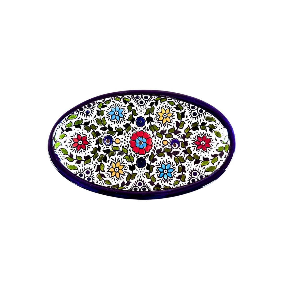 Ceramic Soap Dish (7”)- Multicolored Vine