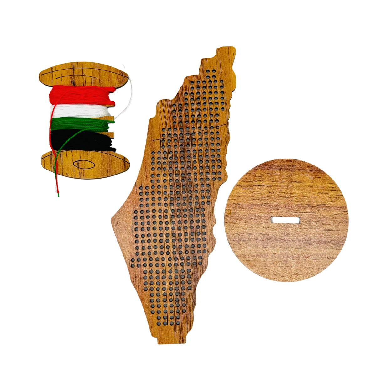 Wooden Palestine Map with DIY cross-stitch