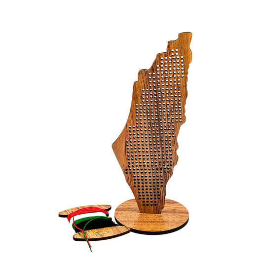 Wooden Palestine Map with DIY cross-stitch