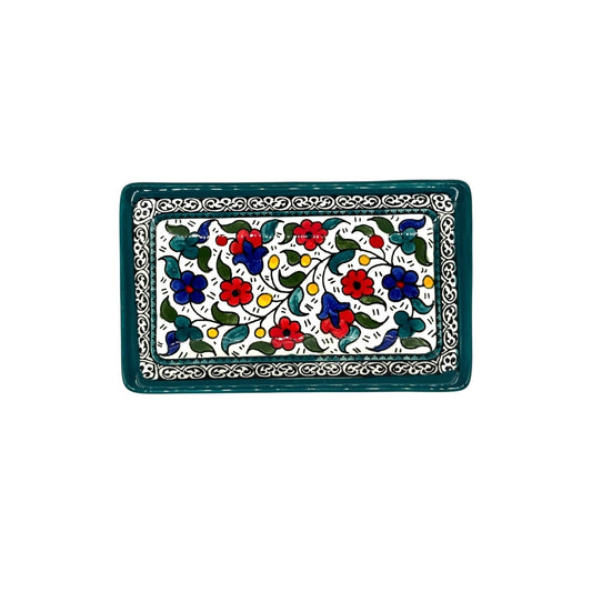 Ceramic Rectangular Dish - Teal Multicolor