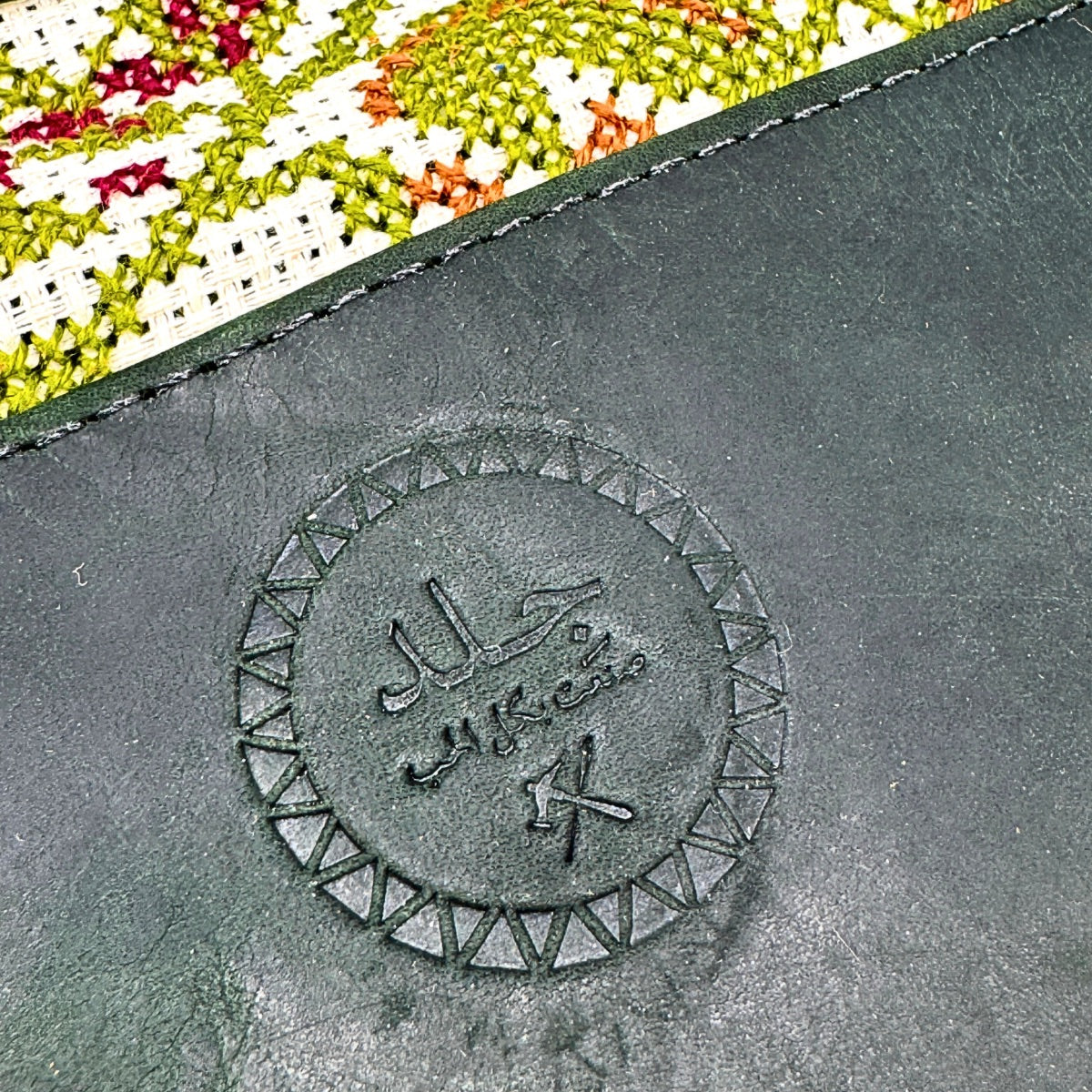 Leather Bag with Embroidery - Oiled Leather, Black